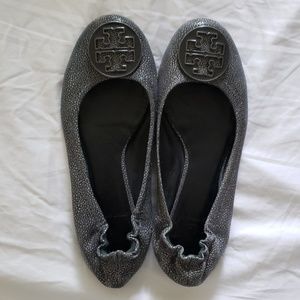 Tory Burch Reva Flats grey snakeskin